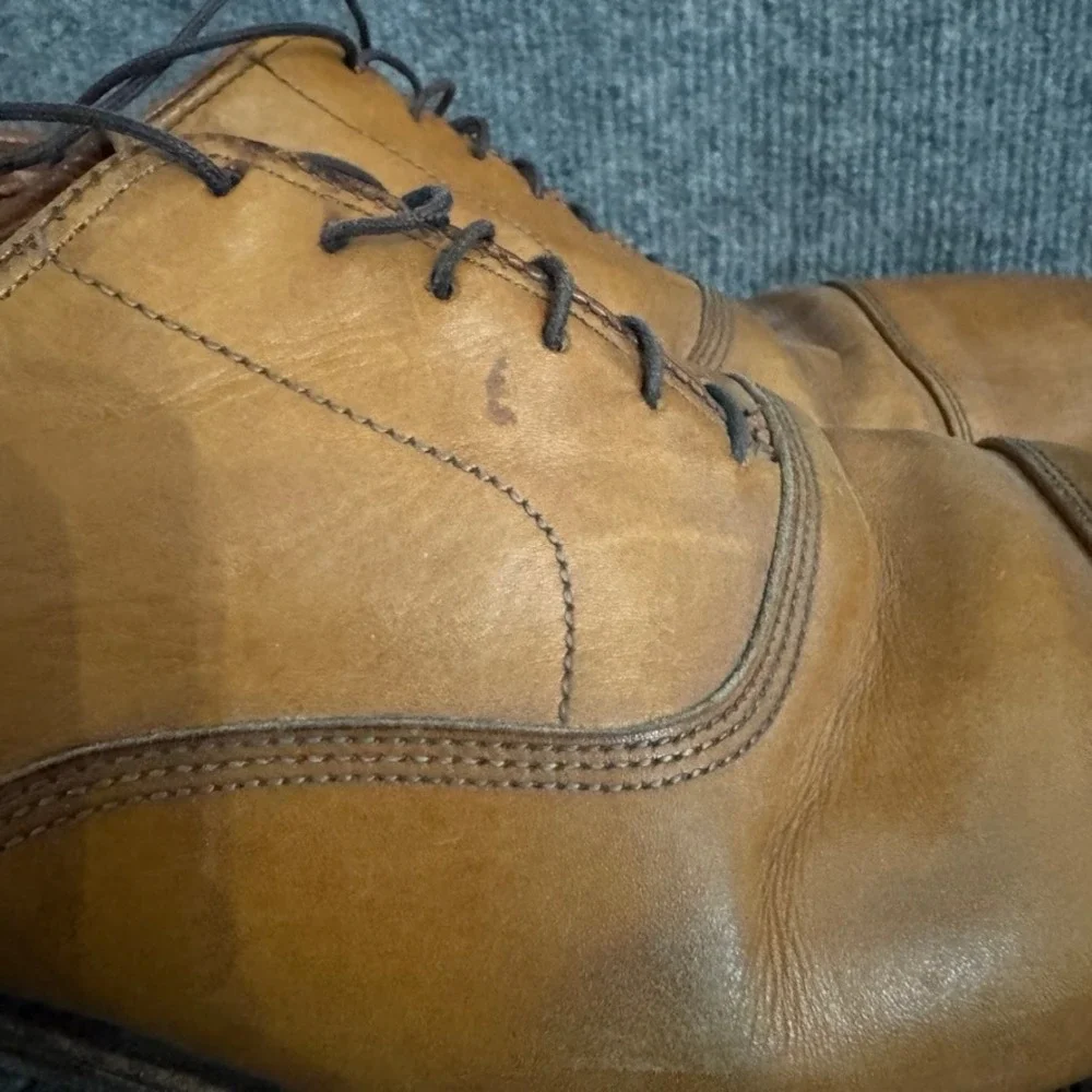 Allen Edmonds Park Avenue Mens Tan Leather Cap Toe Oxford Dress Shoes 14